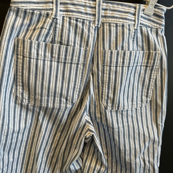 Madewell | Striped Wide-Leg Crop Pants | Size 26 | Blue & White - Picture 8 of 10